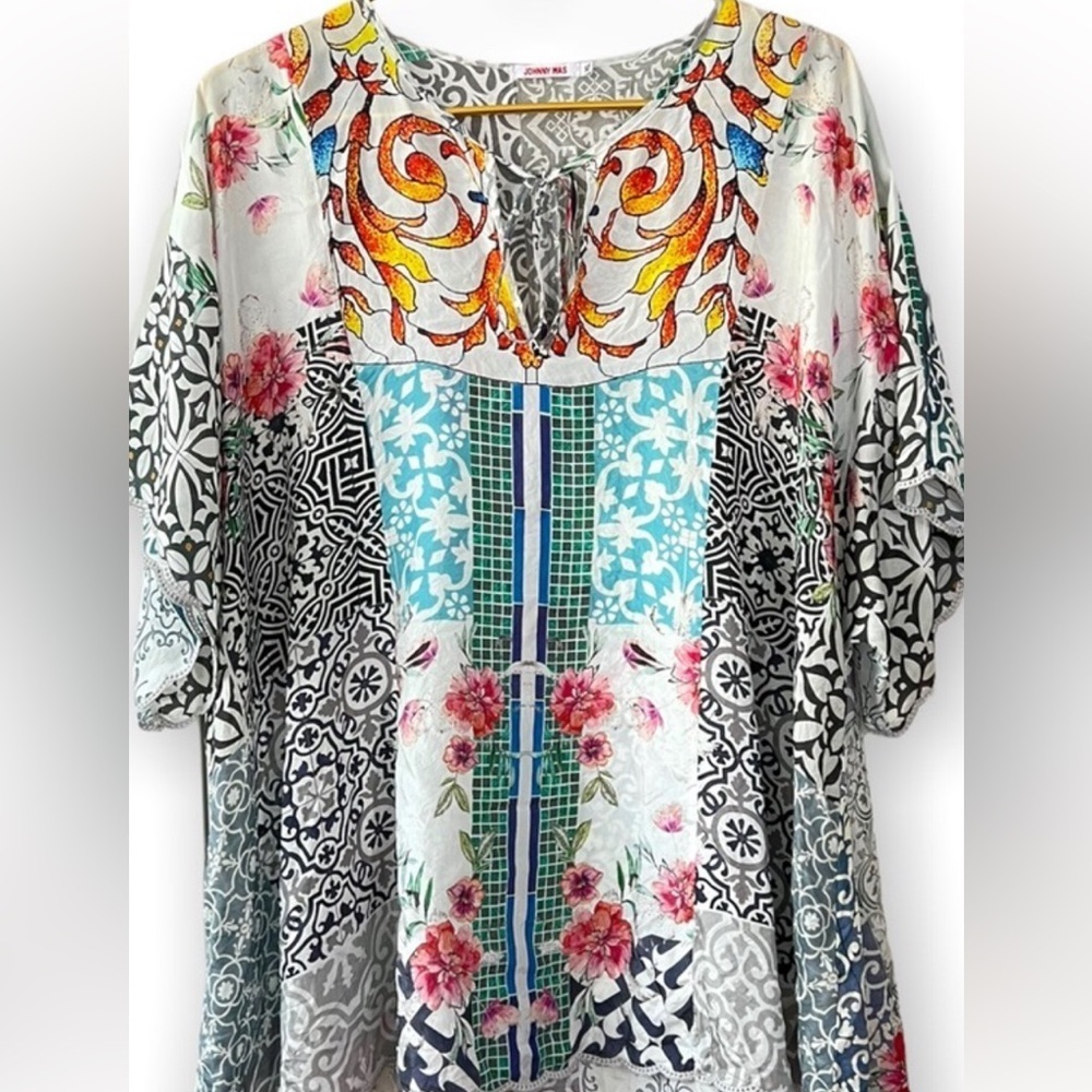 JOHNNY WAS Georgette Silk Blouse 👚 EUC sz XL - Picture 2 of 12
